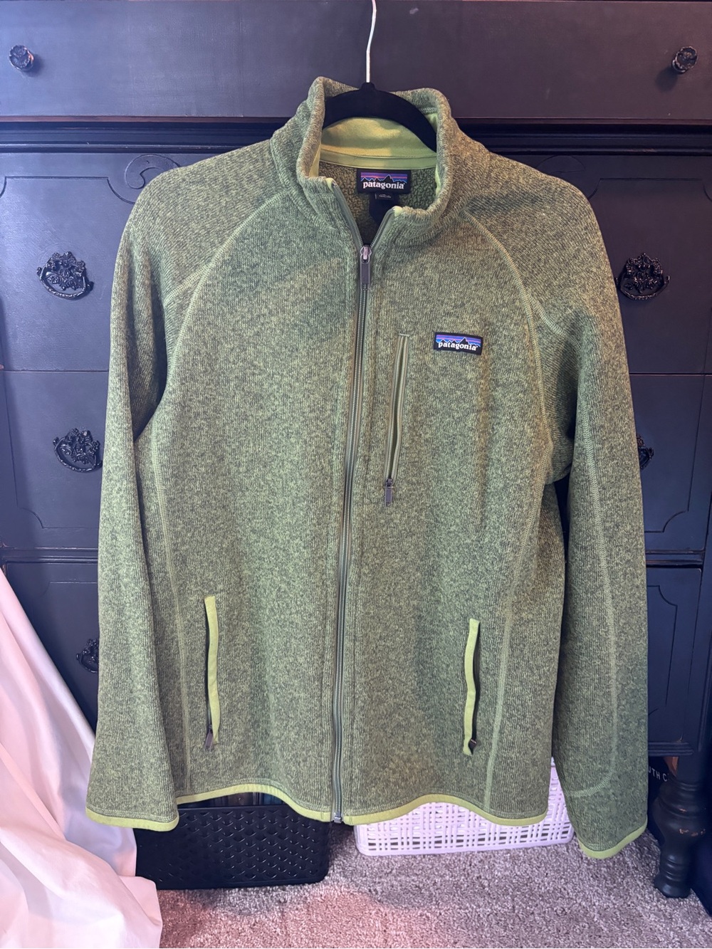 Patagonia Lime Green Fleece Jacket with Zip